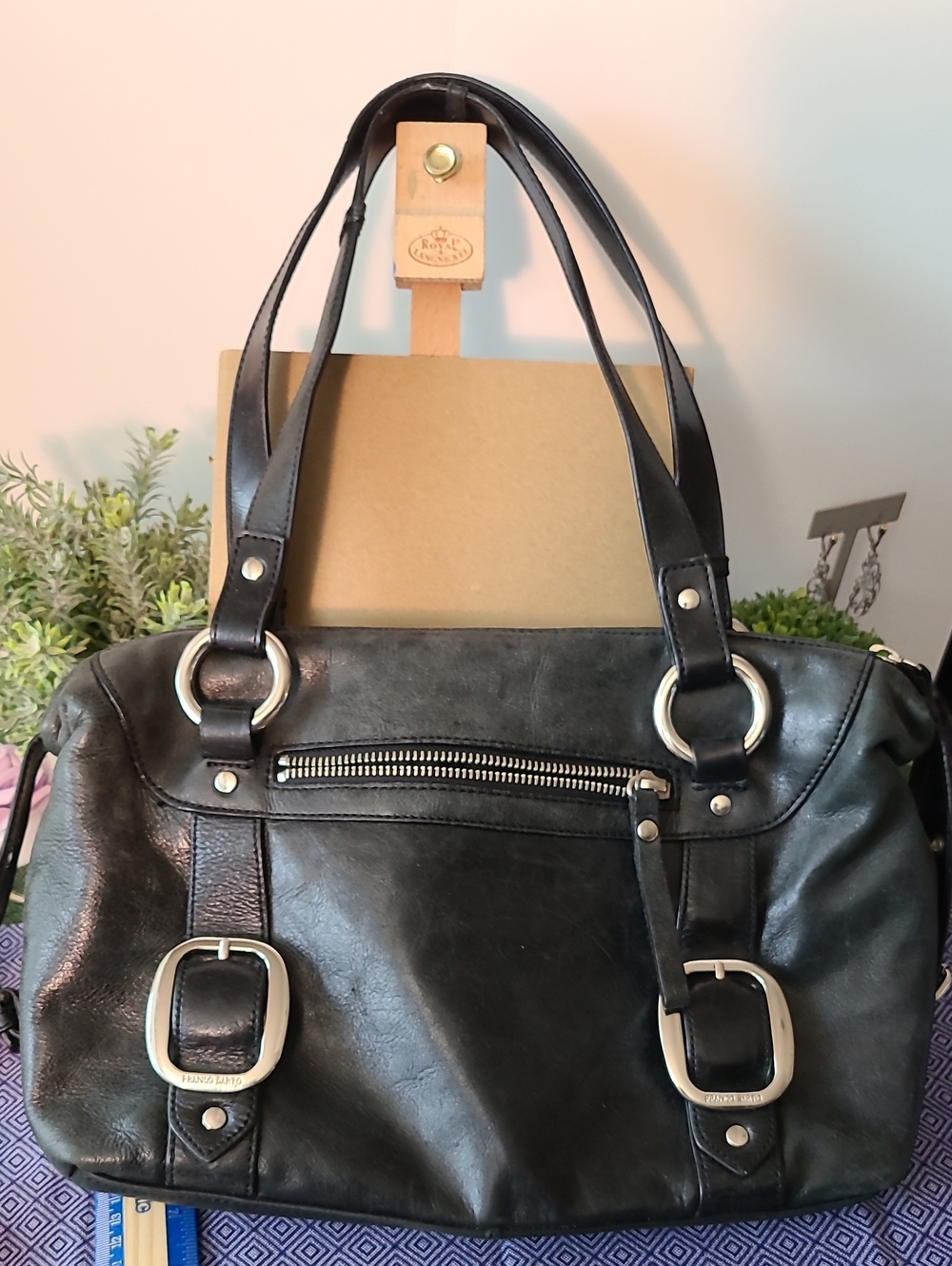 Black Leather Tote Handbag